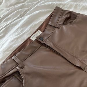 Abercrombie & Fitch Faux Leather Curve Love Brown Size 16 Straight Ultra High